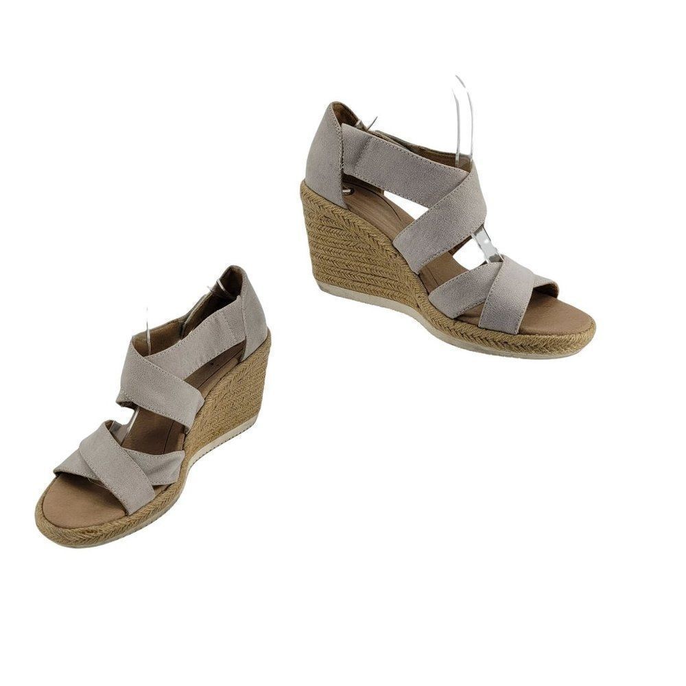 Dr. Scholl's Visitors Platform Espadrille Open‎ Toe Wedge Sandals Tan Size 10